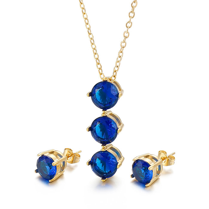 لطيف عطلة سباركلي التيتانيوم الصلب البطانة الزركون مجموعة مجوهرات
