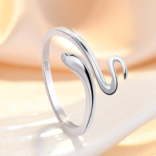 Anéis banhados a prata com revestimento de cobre de cobra de estilo simples