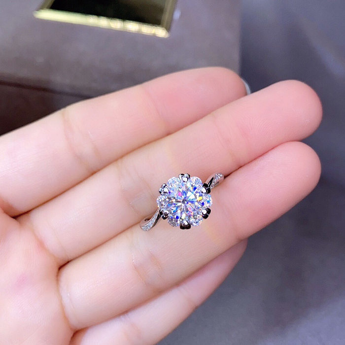 Mode-Blumen-Kupfer-Ringe legen künstliche Diamant-Kupfer-Ringe ein