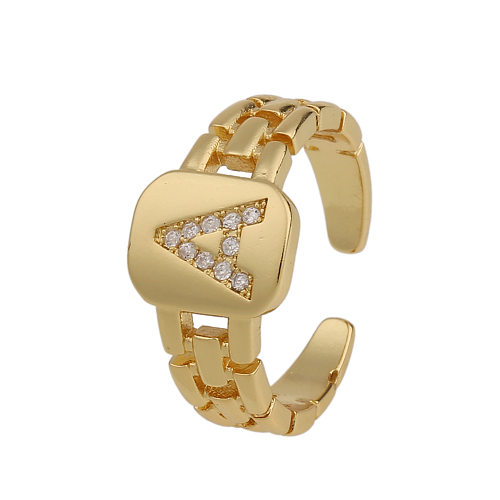 Fashion New Style Simple Copper 18K Gold 26 English Letter Ring