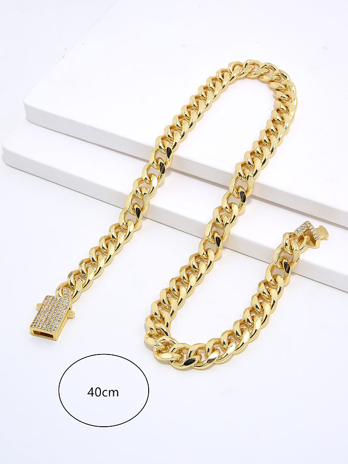 Hip-Hop-Halskette mit geometrischer Verkupferung und Zirkonvergoldung
