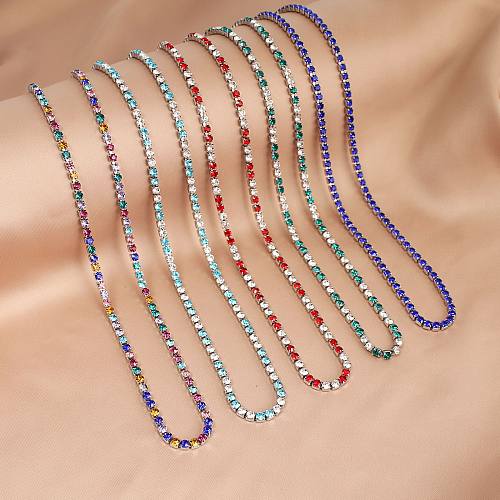 Modern Style Geometric Stainless Steel Handmade Inlay Artificial Gemstones Bracelets Necklace