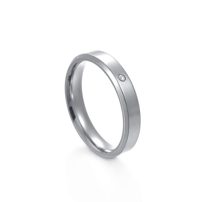 Nouveau Bague de Couple en Zircon incrusté d'acier inoxydable plaqué or à Double bord biseauté Simple