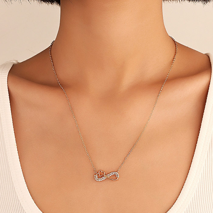 Mode Nummer Schleife Knoten Kupfer Anhänger Halskette Inlay Strass Kupfer Halsketten