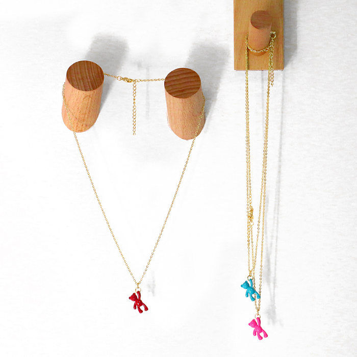 Großhandel einfacher einfarbiger Bärenanhänger aus Kupfer mit Halskettenschmuck