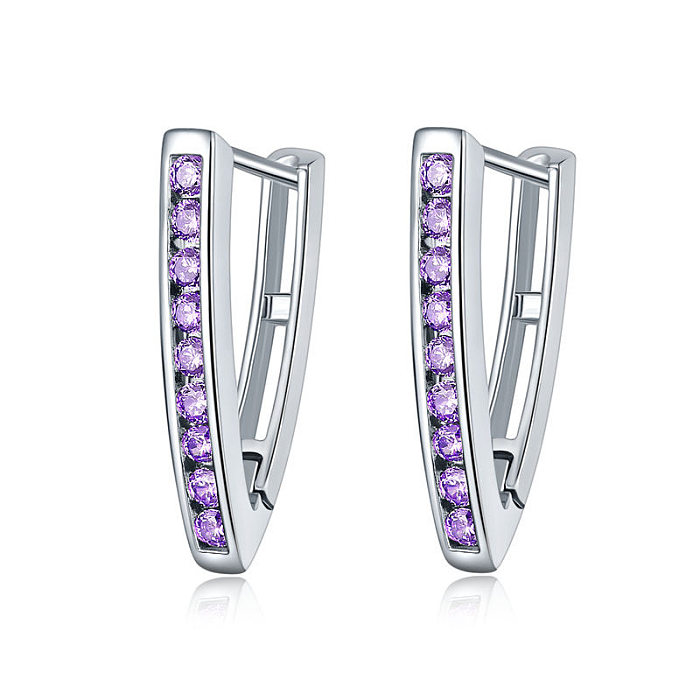 1 Pair IG Style Triangle Plating Inlay Copper Zircon White Gold Plated Earrings