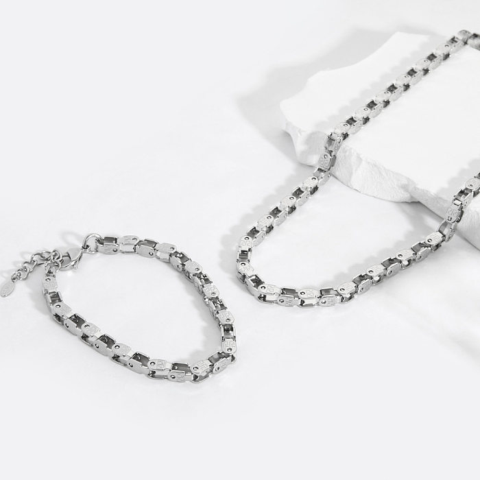 Style nordique Hip-Hop Style britannique couleur unie acier inoxydable polissage placage Bracelets collier