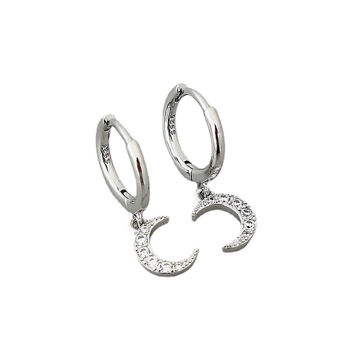 New Fashion Diamond Moon C-shaped Temperament Copper Earrings