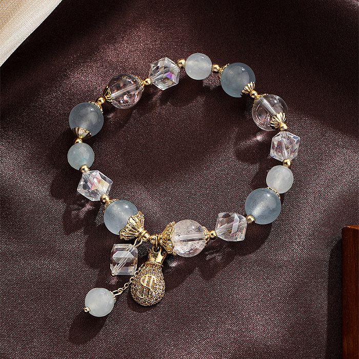 Bracelets ronds en cuivre et cristal avec incrustation de style simple et zircon