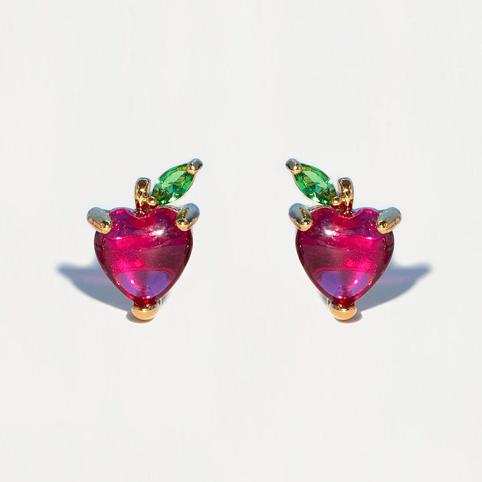 1 Pair Cute Sweet Cartoon Character Inlay Copper Zircon Ear Studs