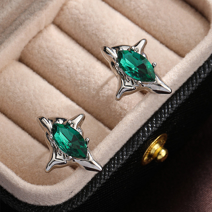 1 Pair Simple Style Star Plating Inlay Copper Zircon Silver Plated Ear Studs