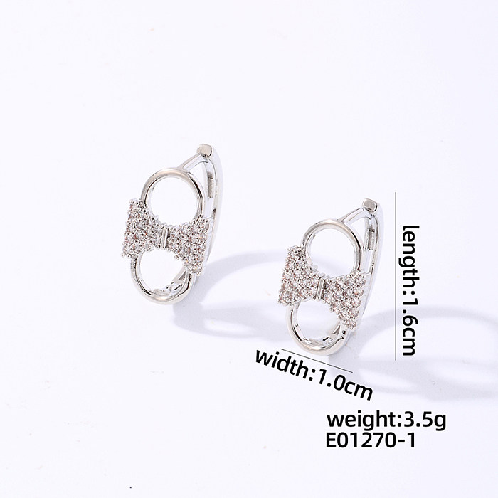 1 Pair Casual Simple Style Solid Color Plating Inlay Copper Zircon White Gold Plated Gold Plated Hoop Earrings