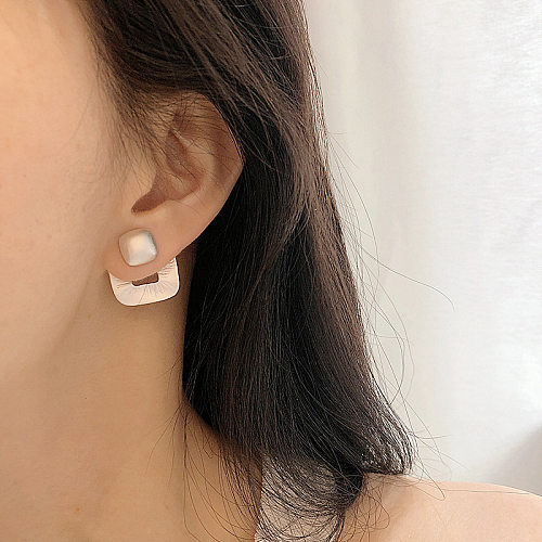 Clous d'oreilles géométriques en cuivre, mode de base, Style coréen, 1 paire
