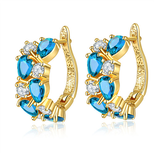 1 Pair Lady Simple Style Classic Style Round Irregular Plating Inlay Copper Zircon Earrings