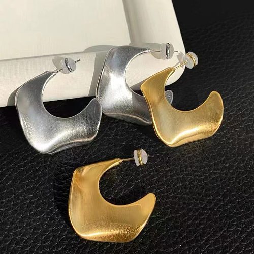 1 paire de boucles d'oreilles en cuivre plaqué or et argent, Style moderne, placage géométrique