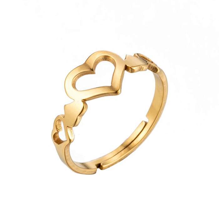 1 Piece Fashion Heart Shape Stainless Steel Plating Open Ring