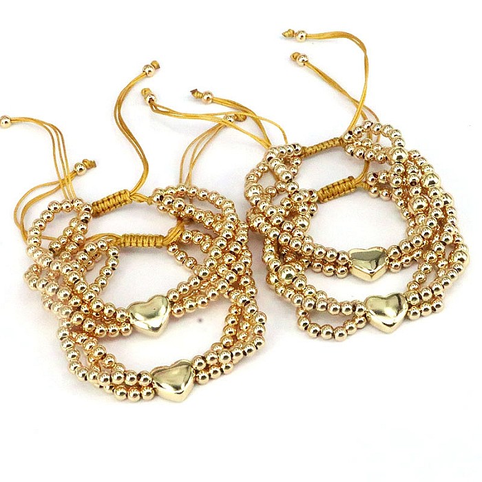 Bracelets plaqués or en cuivre en forme de cœur de style simple