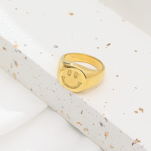 Classic Style Smiley Face Stainless Steel Rings Plating Stainless Steel Rings