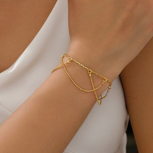 Simple Style Geometric Copper Plating 18K Gold Plated Bracelets