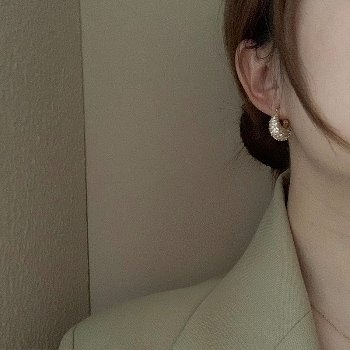 1 Pair IG Style Shiny U Shape Plating Inlay Copper Zircon Earrings