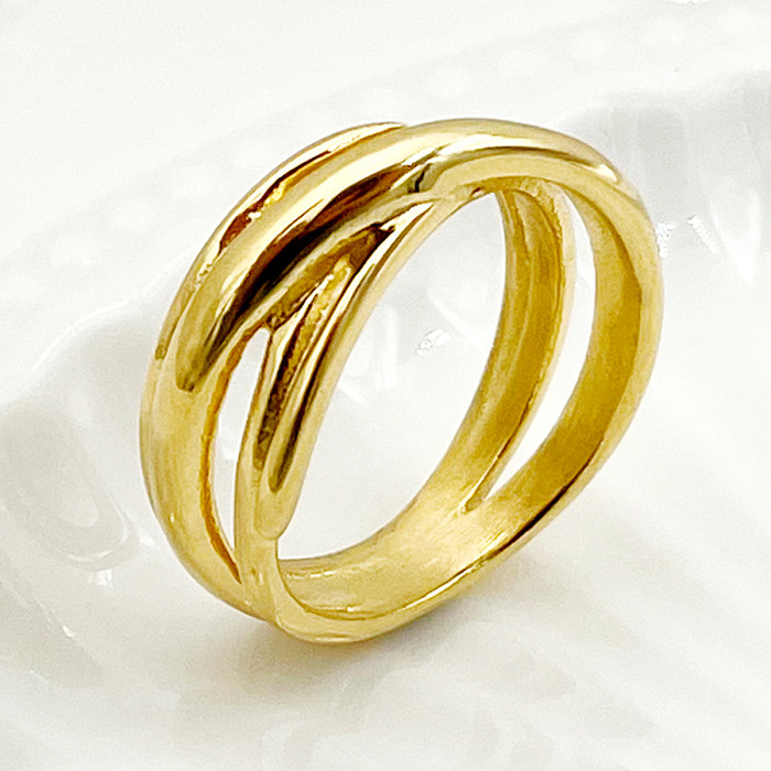 Retro Simple Style Solid Color Stainless Steel Gold Plated Rings In Bulk