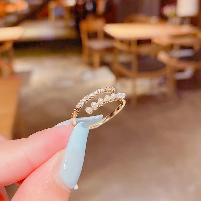Anillo de circón con microincrustaciones coreanas, anillo de moda coreano ajustable con apertura