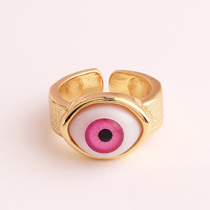 Anéis de cobre de resina de chapeamento de anel aberto de cobre retro olho do diabo
