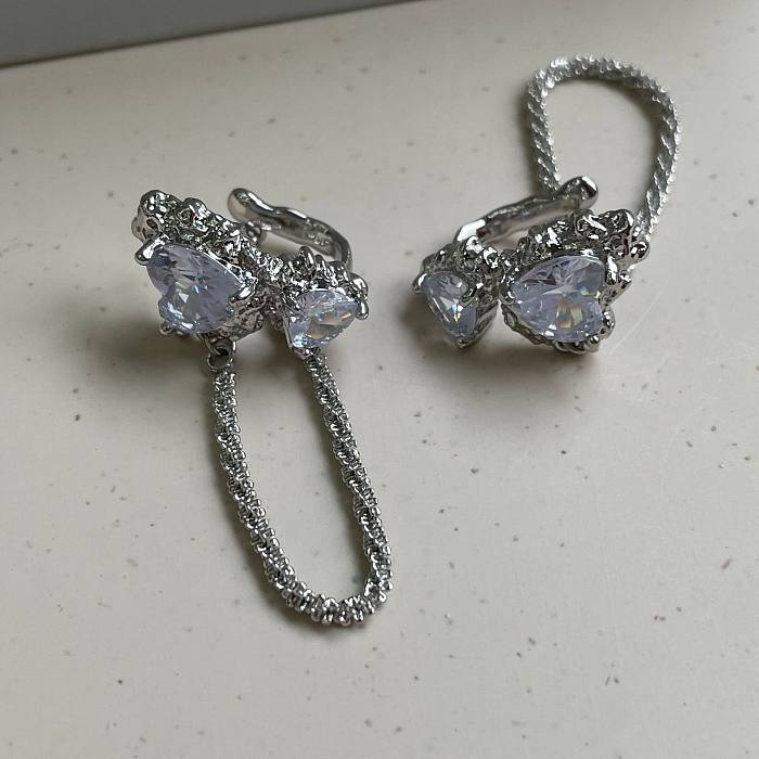1 Pair Simple Style Heart Shape Inlay Copper Zircon Ear Cuffs