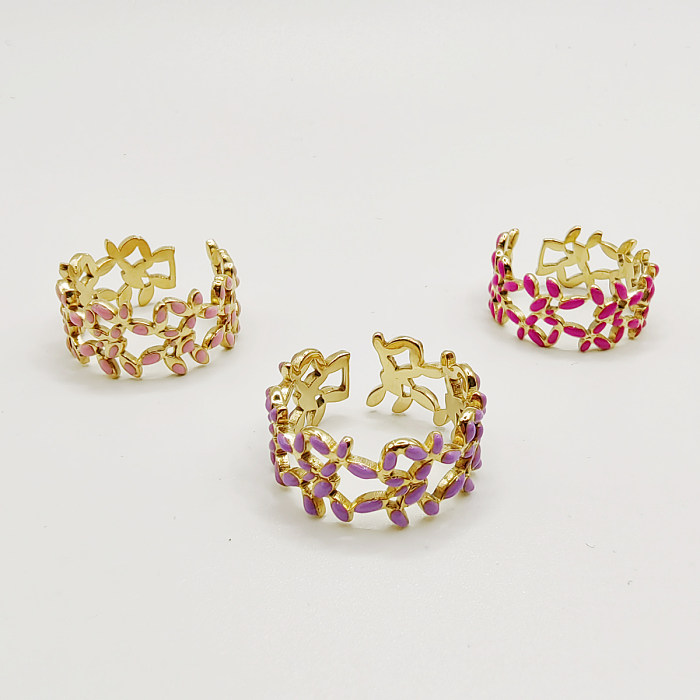 O estilo simples comuta o ouro de aço inoxidável do chapeamento 18K do bloco da cor do bloco da cor anéis abertos chapeados