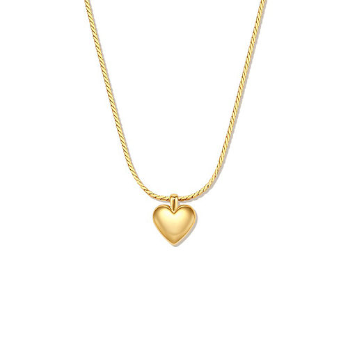 Simple Style Heart Shape Copper Gold Plated Pendant Necklace In Bulk