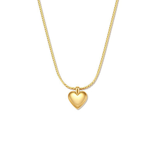 قلادة على شكل قلب من النحاس المطلي بالذهب بتصميم بسيط بكميات كبيرة