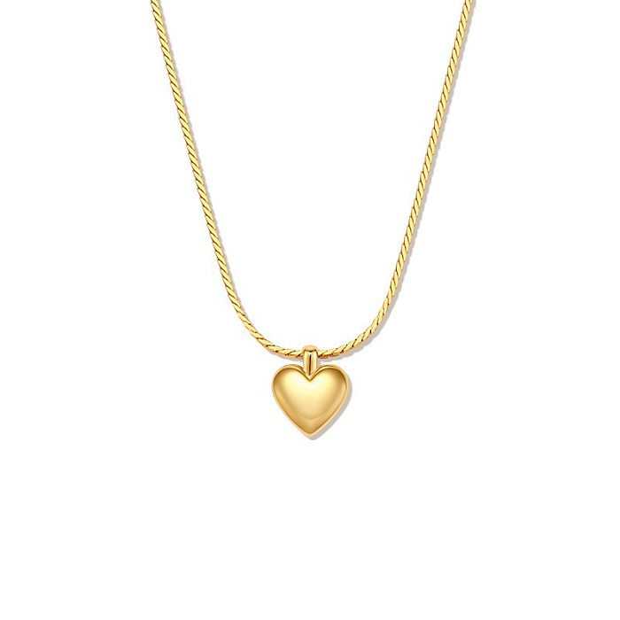 Simple Style Heart Shape Copper Gold Plated Pendant Necklace In Bulk