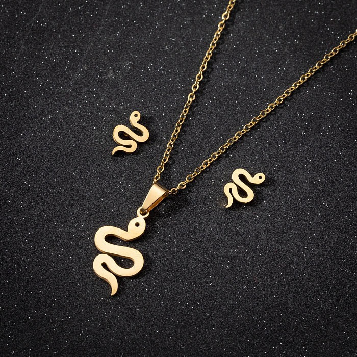 Simple Style Snake Stainless Steel Plating Women'S Earrings Necklace