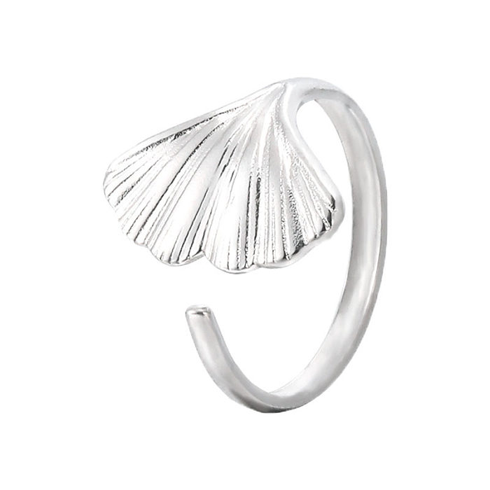 Sweet Ginkgo Leaf Stainless Steel Plating Open Ring