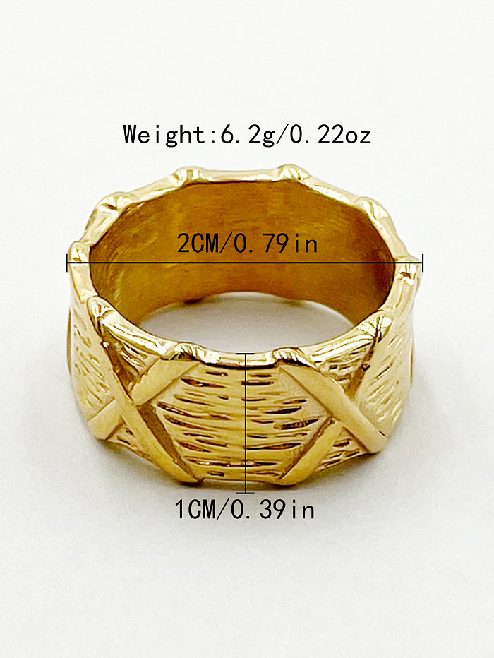 Retro Solid Color Stainless Steel Gold Plated Rings In Bulk