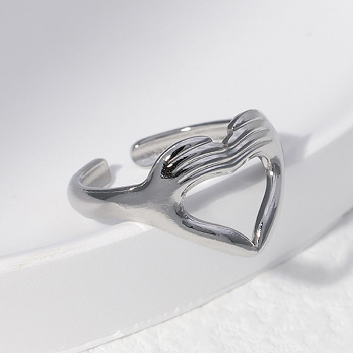 Fashion Heart Shape Stainless Steel Hollow Out Rings