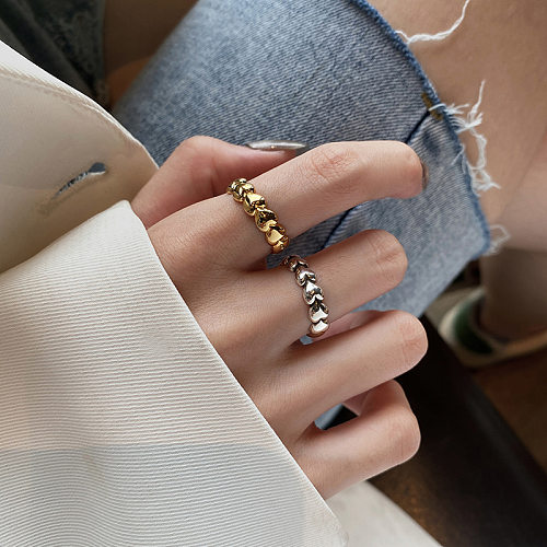 Coreano nova moda em forma de coração anel de abertura costura índice dedo anel de cobre feminino