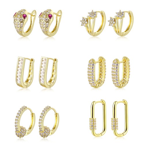 1 Pair Simple Style U Shape Plating Inlay Copper Zircon Earrings