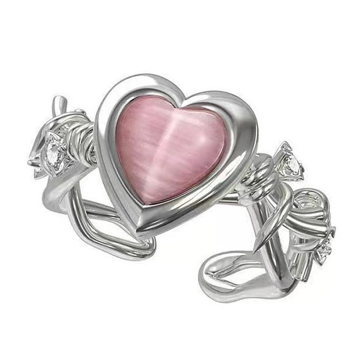 Fairy Style Modern Style Simple Style Moon Heart Shape Butterfly Alloy Copper Gold Plated Silver Plated Artificial Gemstones Artificial Diamond Open Ring In Bulk