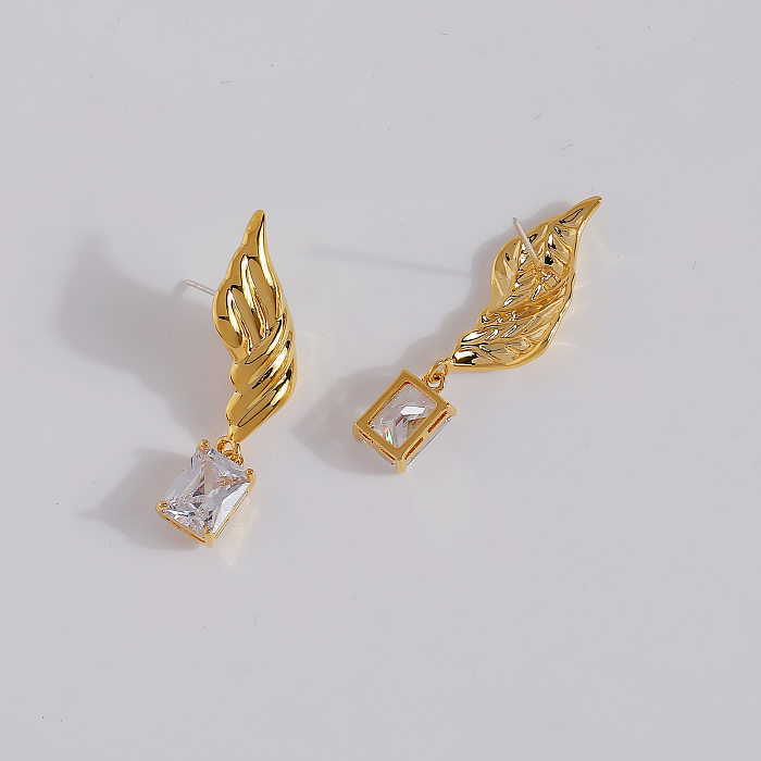 1 Pair Fashion Geometric Copper Plating Zircon Earrings