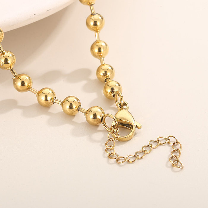 Lässige Urlaubs-Streetwear-Armband-Halskette mit Kreuz-Titan-Stahlbeschichtung, 18 Karat vergoldet