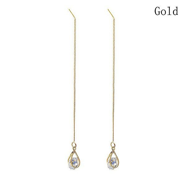 1 Pair IG Style Simple Style Water Droplets Plating Hollow Out Inlay Copper Zircon Ear Line