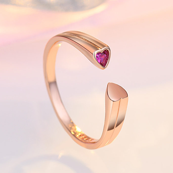 Simple Style Waves Copper Plating Inlay Artificial Crystal Rings 1 Piece
