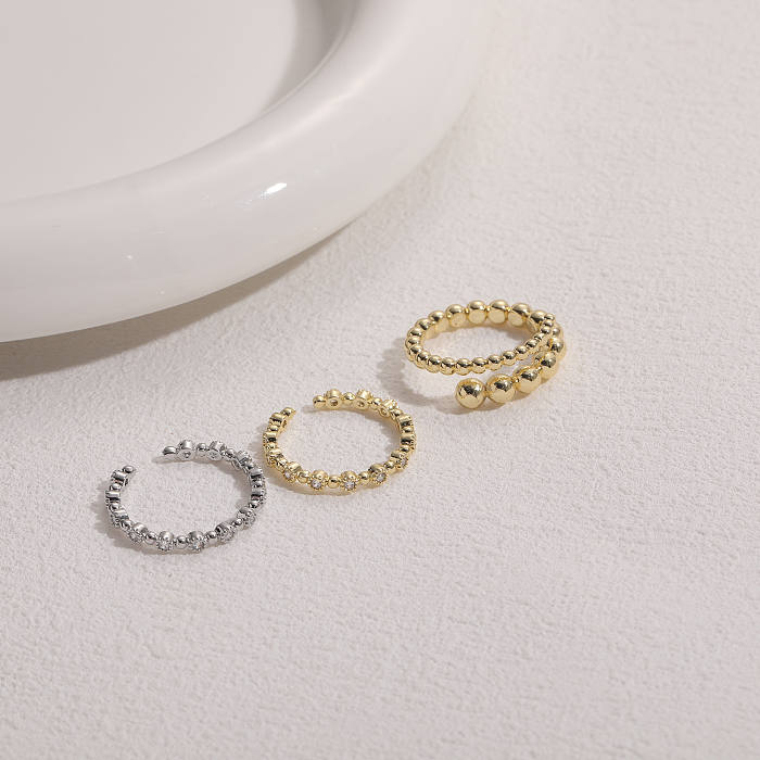 Elegant Solid Color Copper 14K Gold Plated Zircon Open Ring In Bulk