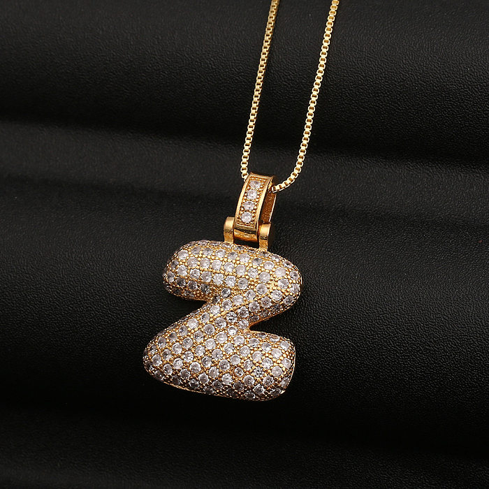Fashion English Letters Copper Inlaid Zircon Necklace Wholesale