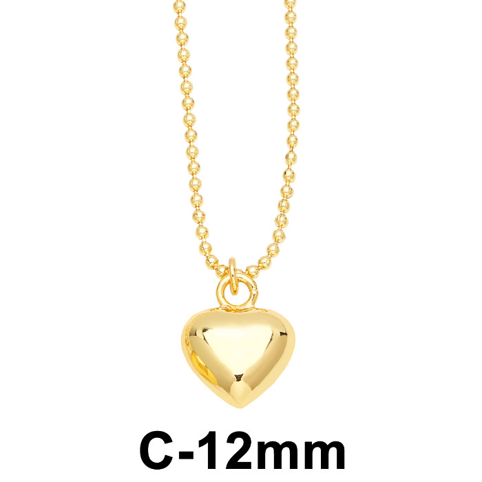 Colar com pingente banhado a ouro 18K em formato de coração estilo INS