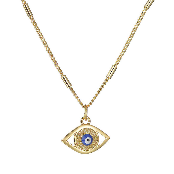 Casual Devil'S Eye Copper Enamel Plating Pendant Necklace