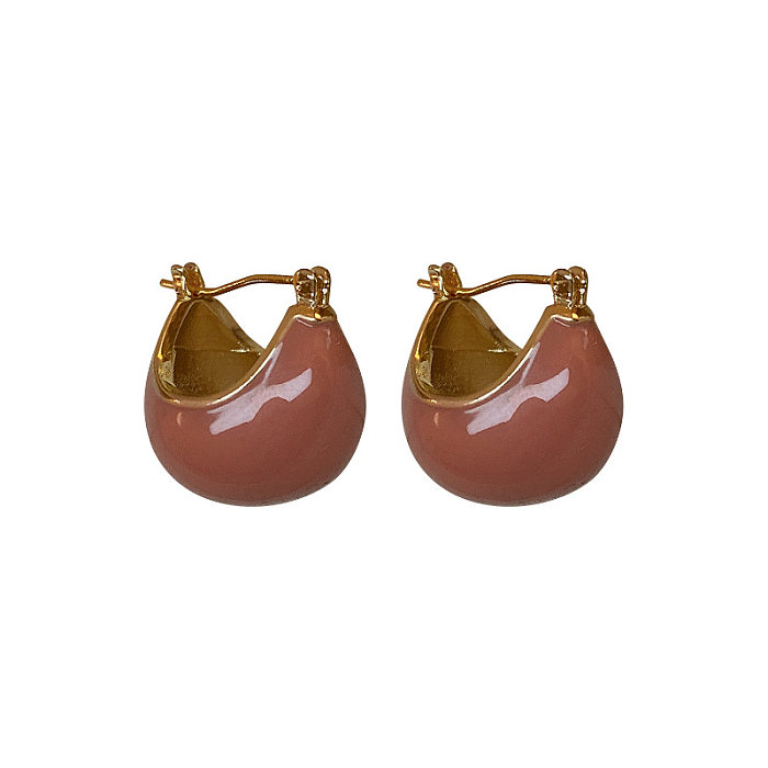 1 Pair Retro Ball Enamel Plating Copper Hoop Earrings