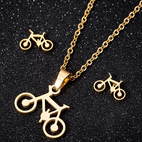 Fashion Bicycle Stainless Steel Hollow Out Jewelry Set 1 Set