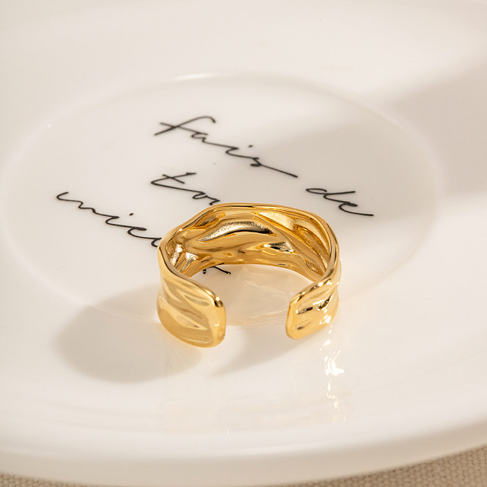 IG Style Unregelmäßiger offener Ring aus Edelstahl mit 18-Karat-Vergoldung in großen Mengen